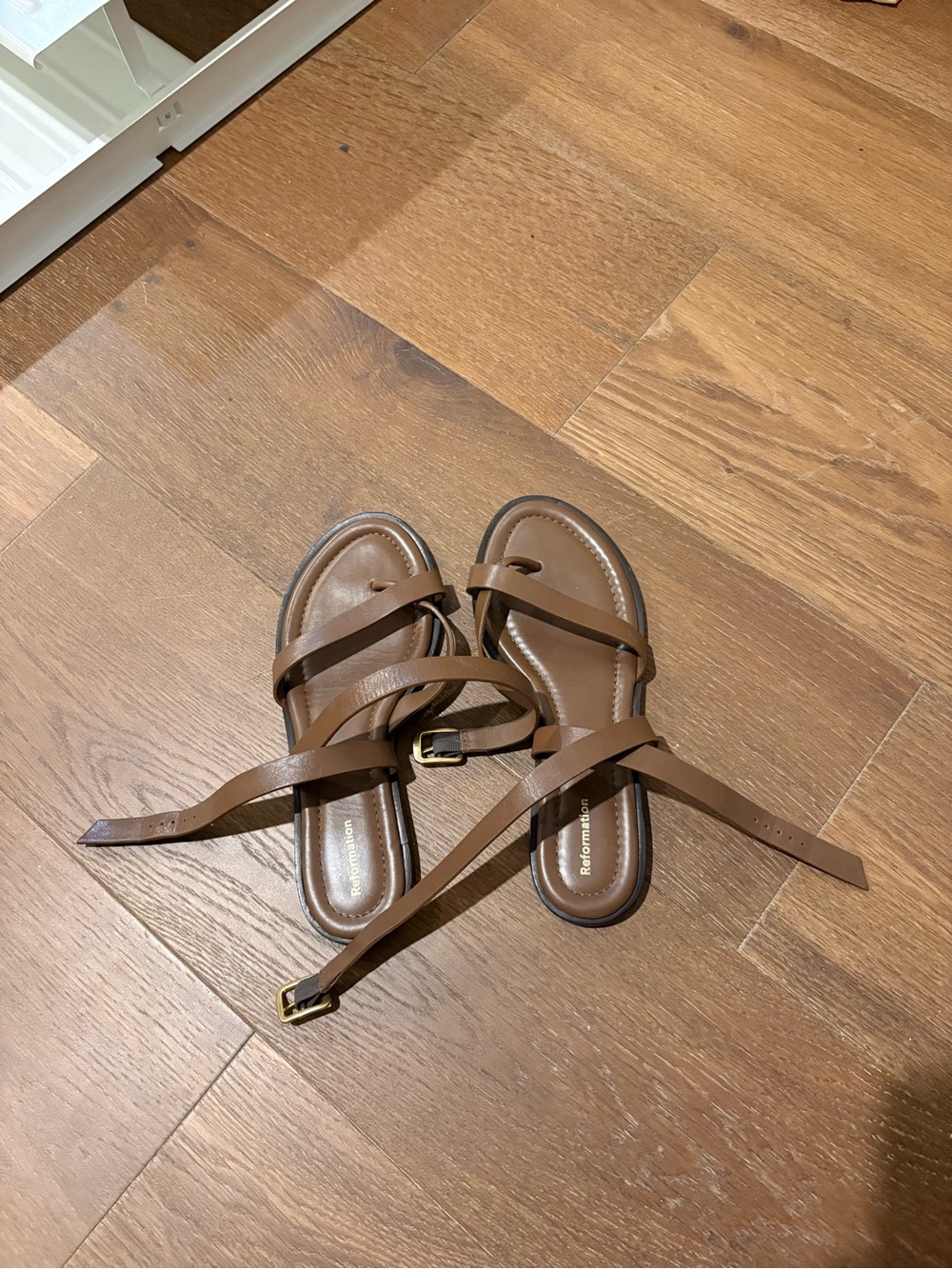 Reformation Brown Strappy Leather Sandals